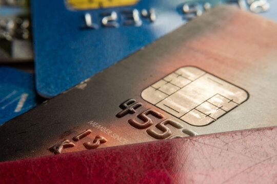 Close-up credit card chips photo