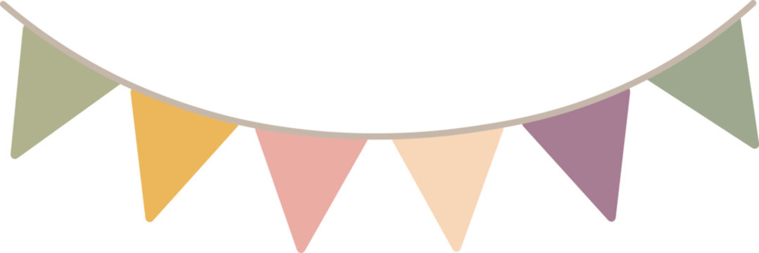 Pastel boho bunting banner illustration for nursery decor and birthday party design