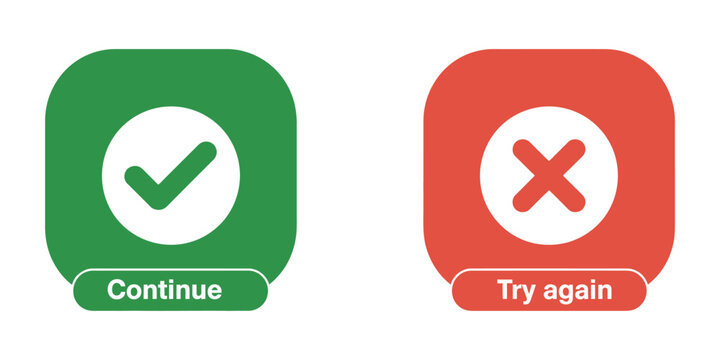 Continue and Try Again Vector Button Set Representing Navigation Controls, Retry Actions, and User Interface Design Concept Vector Illustration