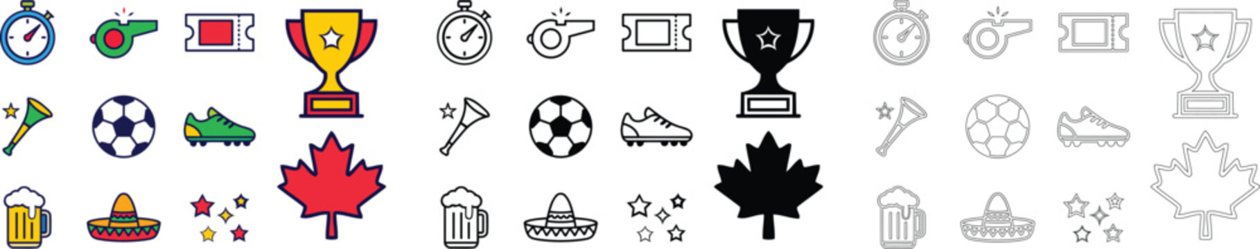 Football 2026 icons and symbols collection with a black silhouette