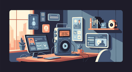 Modern home office workspace with technology 1. © Agos