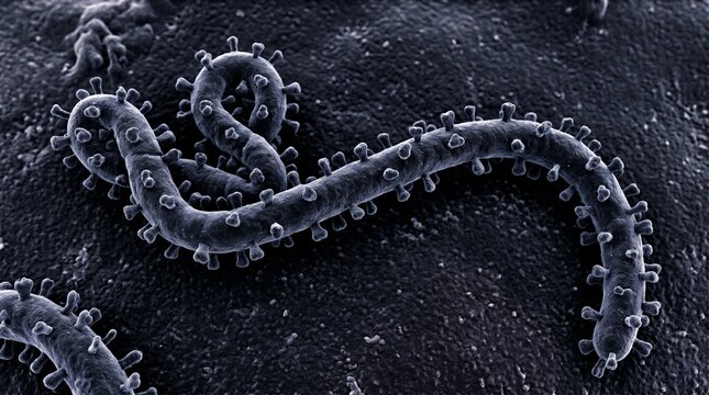 Scanning electron micrograph of ebola virus particles