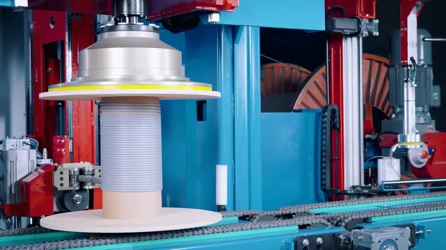 Cable winding machine - cable is being wound onto a reel