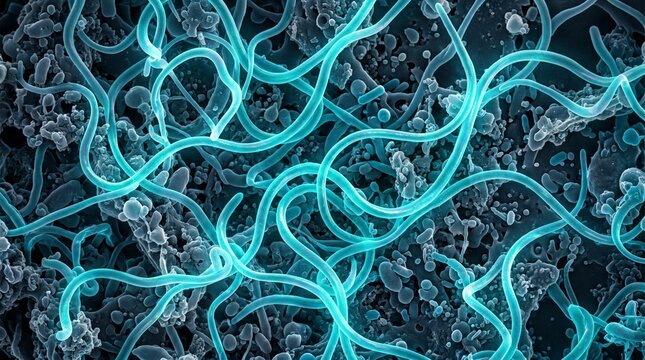 Scanning electron micrograph of borrelia burgdorferi bacteria