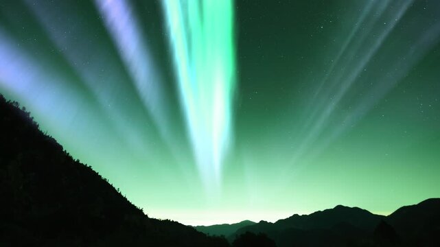 Galactic Splendor Aurora Starry Sky Mountains Loop