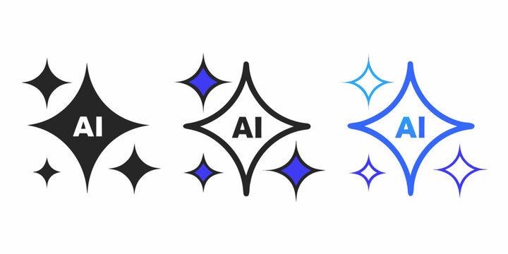 Diamond shaped Icons With ai Text And Sparkle Elements Flat Vector