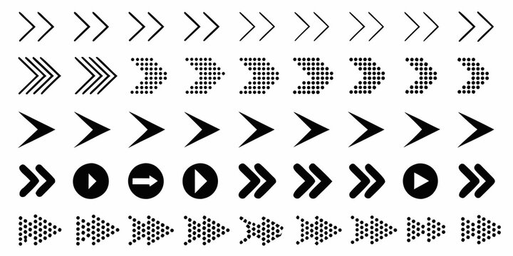 Arrow shapes and geometric patterns on a white background