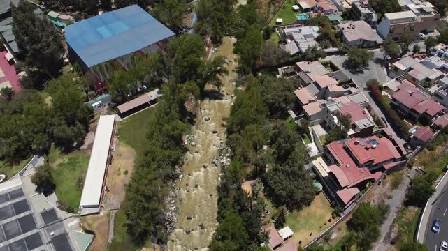 Drone forward ascending shot from R&iacute;o Chili to Volc&aacute;n Misti, Arequipa Peru