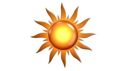 Obraz premium Orange sun with bright yellow center and pointed rays