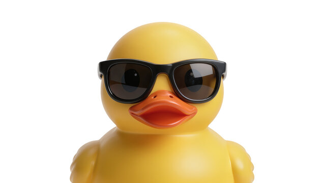 Yellow rubber duck wearing black sunglasses