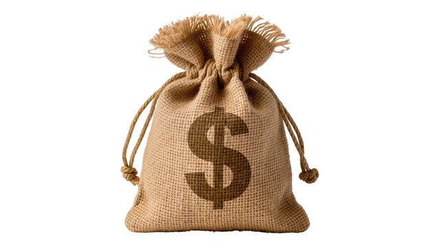 Burlap money bag with dollar sign