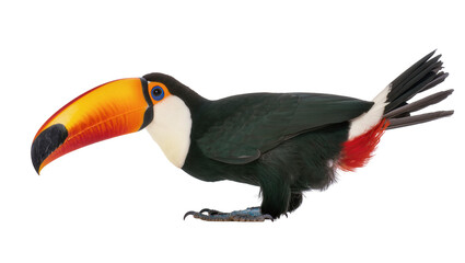 Toco toucan bird with large colorful beak and red undertail coverts © Isolde
