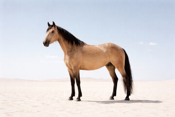 Obraz premium Majestic horse standing desert landscape.