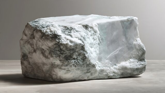 Raw White Soapstone Block with Soft Talc Sheen and Minimalist Mineral Texture