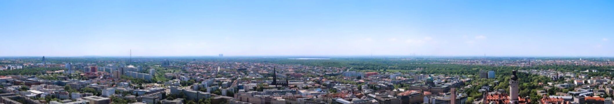 Leipzig city aerial panorama view showcasing urban landscape