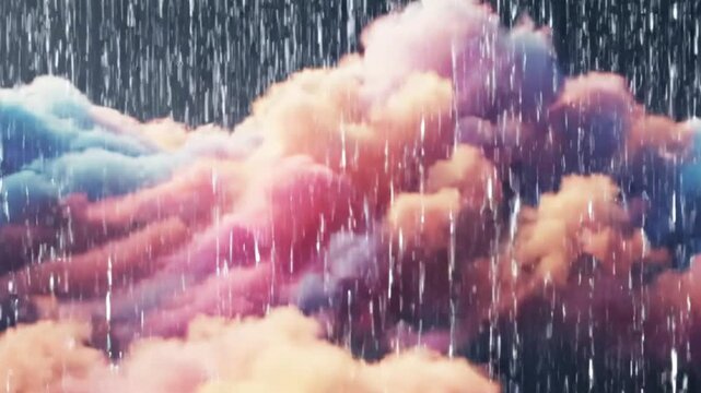 Colorful Abstract Clouds in Rainstorm, Surreal Sky, Dreamlike Weather