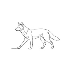 Fototapeta premium Dingo walking in simple line drawing style with minimal details 
