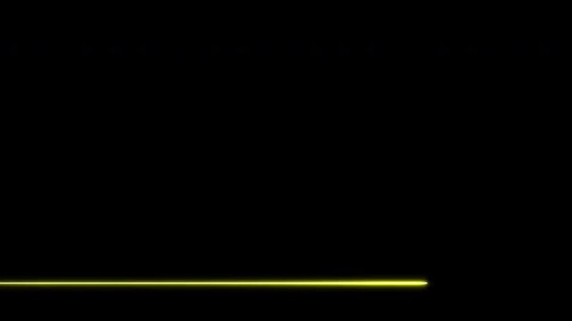 Yellow neon line segments moving across screen alpha loop
