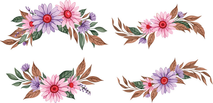 Vector bundle of decorative florals, jacaranda trees, royal crowns, green apples, starling birds, flower gardens, citrus, salad, Christmas wreaths, honeycombs, vegetables, and herbal tea