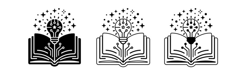 Innovative education icons with light bulb and open book © mstkabita
