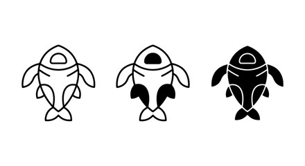 Orca Killer Whale Icons, Marine Mammal Vector Graphics, Aquatic Wildlife Symbols, Black and White © Kamruz