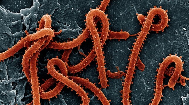 Scanning electron micrograph of leptospira bacteria