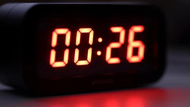 Digital Clock Countdown Timer Displaying Decreasing Seconds.