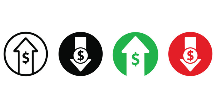 Up and down money arrow icons set Vector