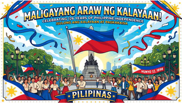 Philippine Independence Day Celebration with Rizal Monument Vector