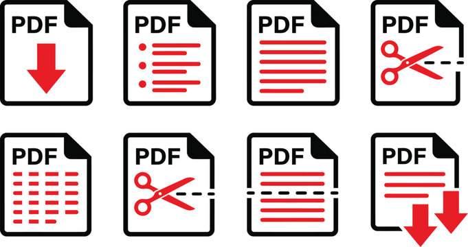 Pdf icons for editing cutting and downloading