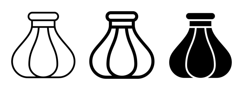 3 Vase icons, outline and solid styles, decorative objects