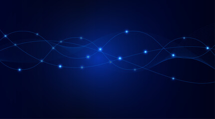 Abstract blue data stream with glowing particle motion and futuristic cyber connections. Modern technology background featuring dynamic energy flow and virtual intelligence atmosphere. © Ihor Nemynushchyi