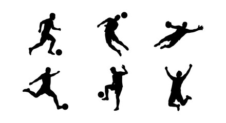 Soccer Player Silhouettes, Dynamic Action Poses, Sports Vector Icons, Football Game Elements © Rahul
