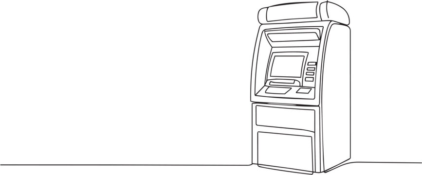 Line drawing of a ticket vending machine on a flat surface