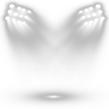 White Stage Spotlights With Glowing Theater Beam Lights And Dramatic Illumination Effect Isolated On Transparent Background
