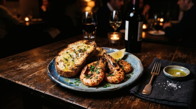 Delicious tapas dish on wooden table at night perfect for World Tapas Day