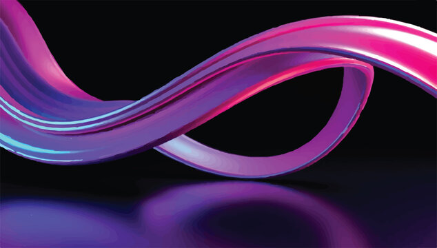 Continuous 3D of liquid neon ribbon with infinity abstract background reflective creative geometric minimalist wallpaper futuristic continuous