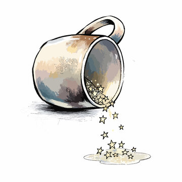 Stars pouring out of a mug.