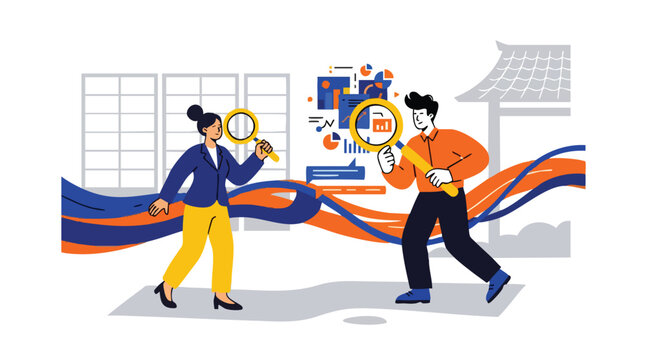 Collaborative B2B marketing strategy team conducting a deep-dive data audit and performance analysis to unlock high-growth insights.