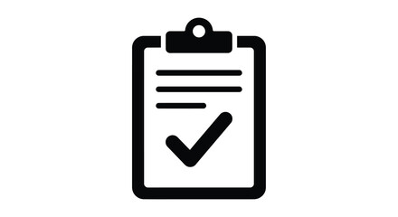 Clipboard With Check Mark Icon Flat Black Silhouette © asma