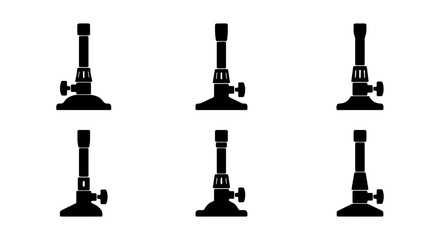 Fototapeta premium Bunsen Burner Icons, Science Lab Equipment Vector Set, Chemistry Education Graphics