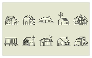 Fototapeta premium Sustainable Modern Architecture and Green Housing Icons