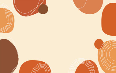 Obraz premium Abstract organic shapes and wavy lines in warm earth tones forming a decorative border for a design
