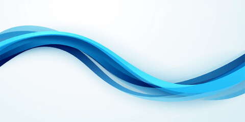 Naklejka premium Abstract white and gray background with horizontal flowing 3d wavy ribbons in blue and cyan tones.