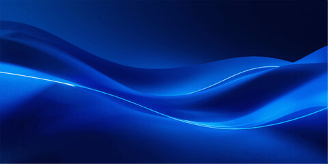 Obraz premium Abstract royal blue wavy background, 3d rendered elegant fluid silk or satin fabric texture