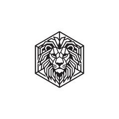Obraz premium Geometric Hexagon Lion Logo