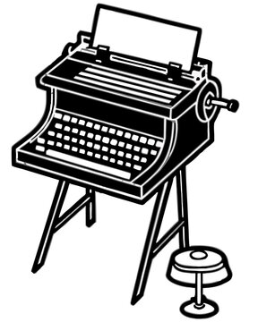 Vintage stenotype shorthand court reporter machine silhouette