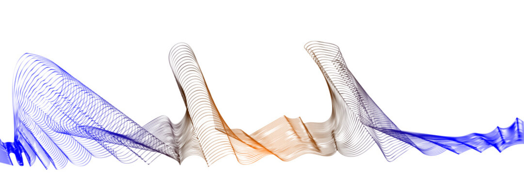 Symmetrical blue and orange line art waves forming center frame on white background vector