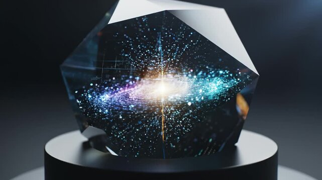 Galaxy in a crystal ball emphasizing the majestic scale of the natural world