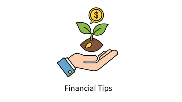 Financial tips concept with hand holding growing plant and money symbol investment business strategy planning development management marketing entrepreneur corporate financial increase
